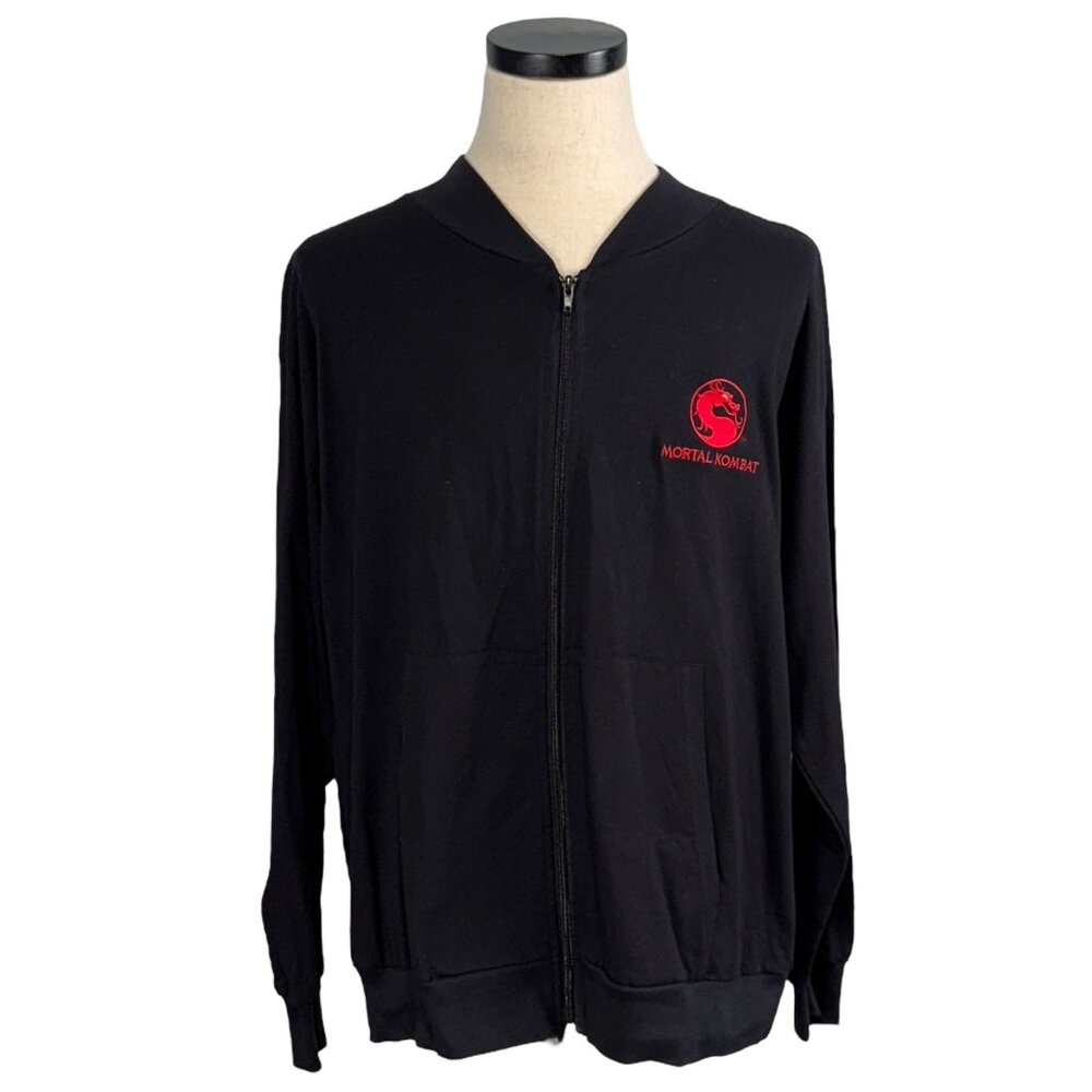 Vintage 90's Mortal Kombat Black Full Zip Windbreaker XL 100% Cotton